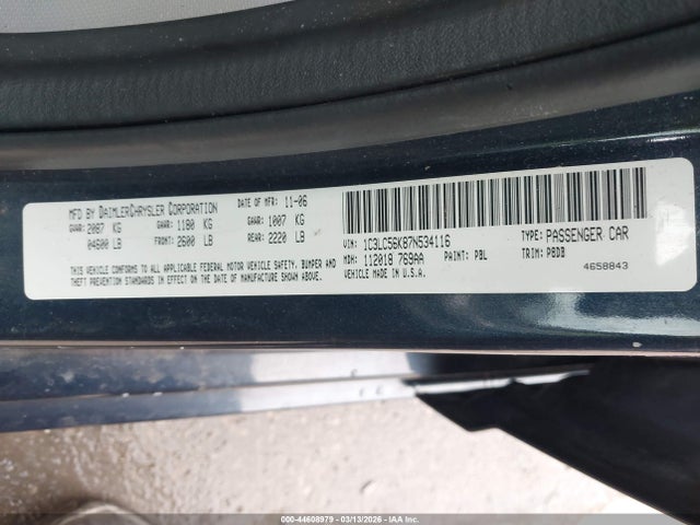 Aukcja sprzedaży 2007 Chrysler Sebring Touring, vin: 1C3LC56K87N534116, numer aukcji: 44608979