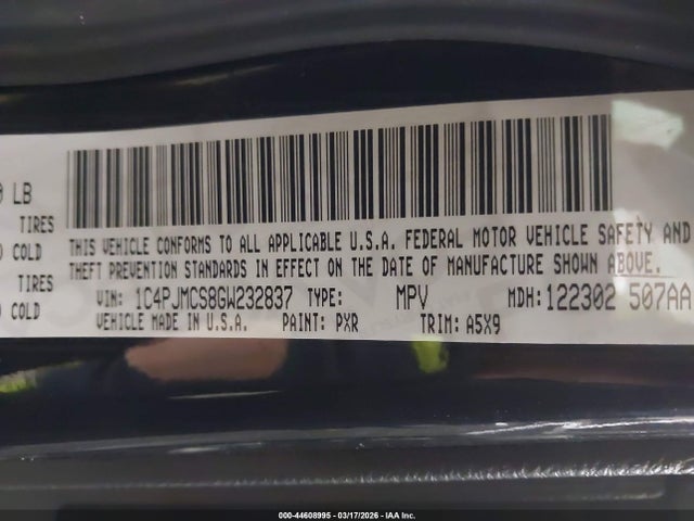 Aukcja sprzedaży 2016 Jeep Cherokee Latitude, vin: 1C4PJMCS8GW232837, numer aukcji: 44608995