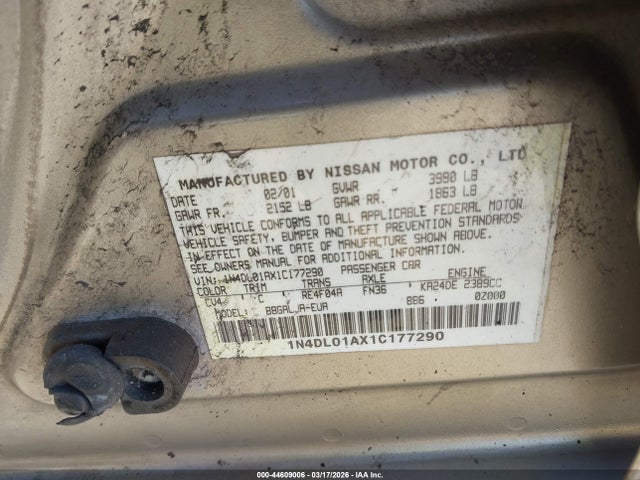 2001 NISSAN ALTIMA 1N4DL01AX1C177290 Photo 8