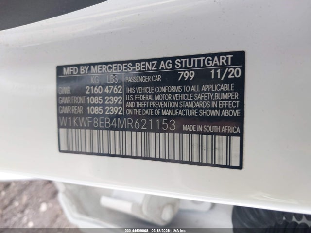 2021 MERCEDES-BENZ C 300 W1KWF8EB4MR621153 Photo 8