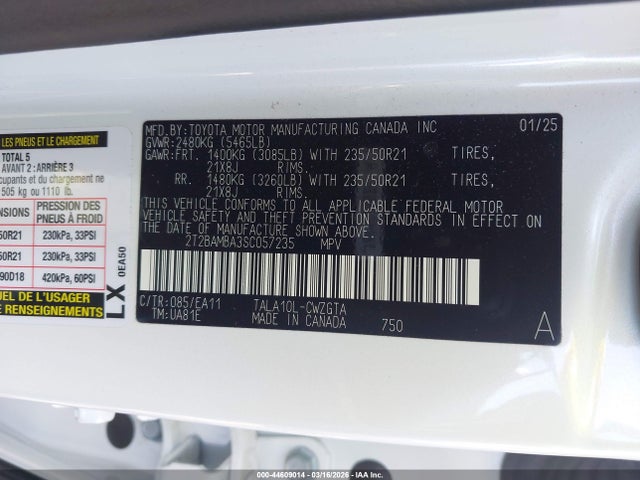 Aukcja sprzedaży 2025 Lexus Rx 350 Premium, vin: 2T2BAMBA3SC057235, numer aukcji: 44609014
