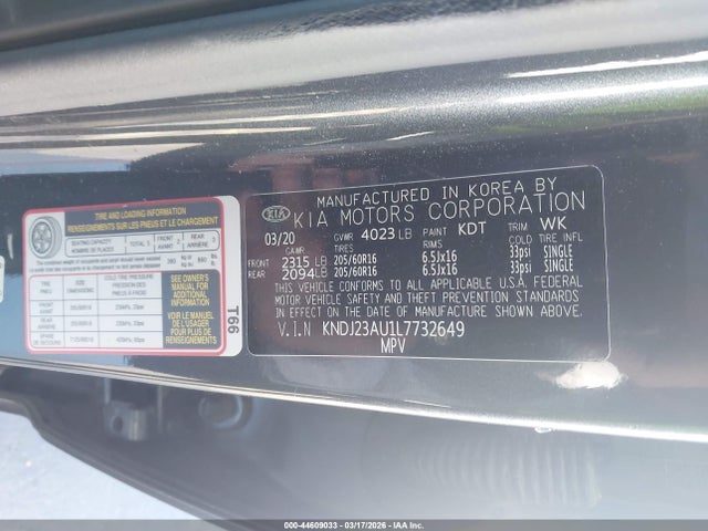 Aukcja sprzedaży 2020 Kia Soul Lx, vin: KNDJ23AU1L7732649, numer aukcji: 44609033
