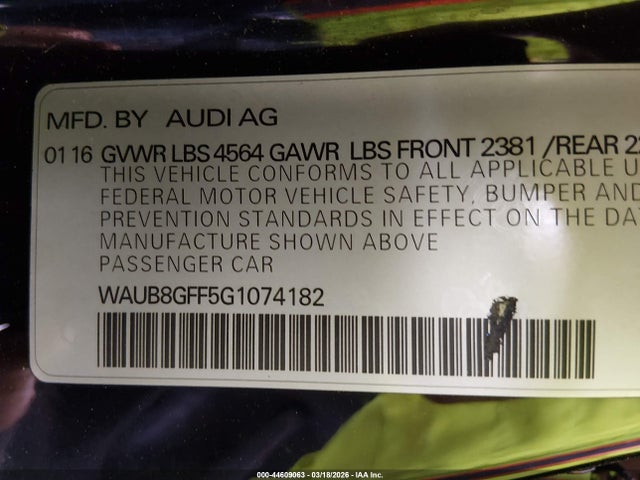 2016 AUDI A3 WAUB8GFF5G1074182 Photo 8