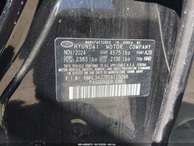 KMHL34JJ8SA115098 Hyundai Sonata Hybrid Sel