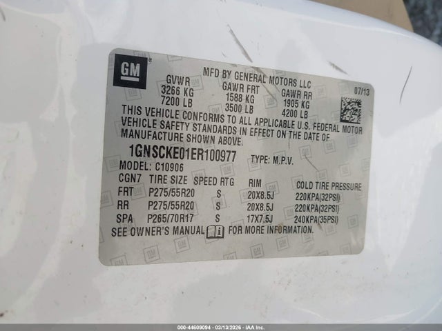 1GNSCKE01ER100977 Chevrolet Suburban 1500 Ltz