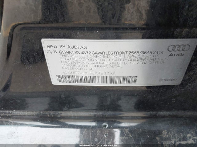 2005 AUDI A4 WAUDG68E35A453253 Photo 8