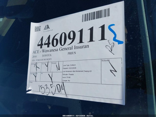 JTDKN3DU9E0382870 Toyota Prius Two