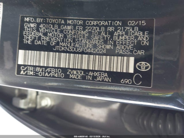 Toyota Prius Two 2015 JTDKN3DU6F0442024 Image 9