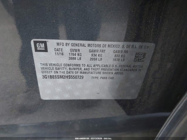 Chevrolet Cruze Lt Auto 2017 3G1BE6SM2HS550729 Image 9