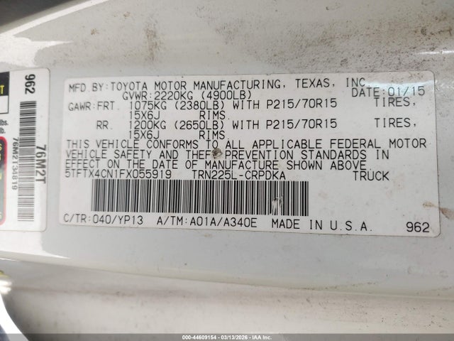 Toyota Tacoma 2015 5TFTX4CN1FX055919 Image 9