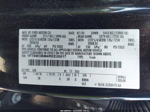Продаж на аукціоні авто 2024 Ford F-350 Lariat, vin: 1FT8W3BM4REE26017, номер лоту: 44609161