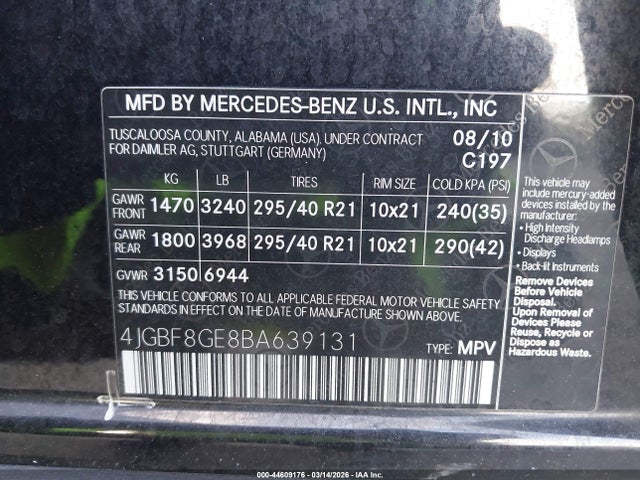 2011 MERCEDES-BENZ GL 550 4JGBF8GE8BA639131 Photo 8
