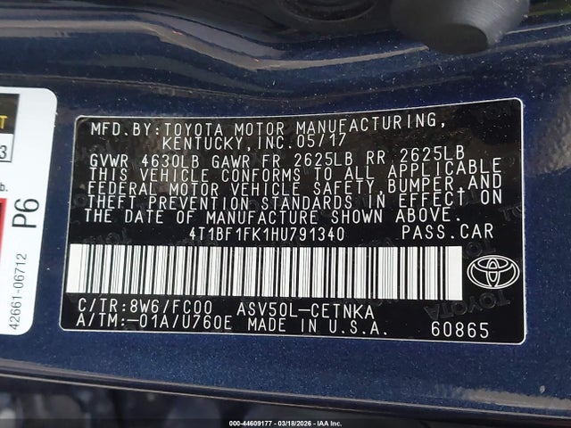 4T1BF1FK1HU791340 Toyota CAMRY LE