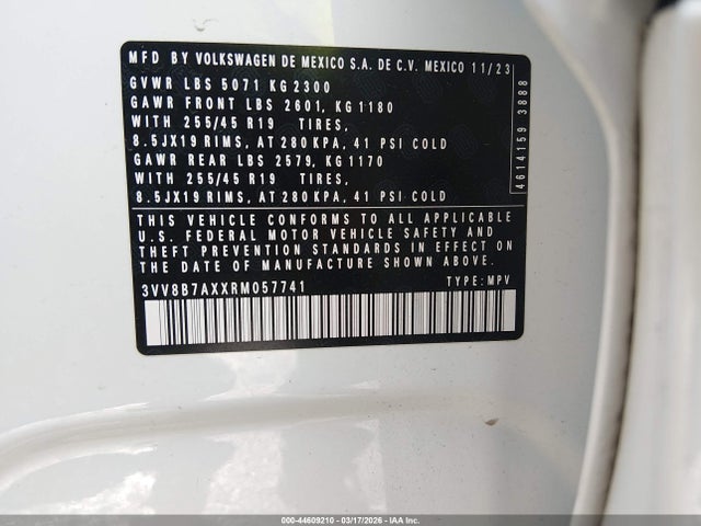 Aukcja sprzedaży 2024 Volkswagen Tiguan 2.0t Se R-line Black, vin: 3VV8B7AXXRM057741, numer aukcji: 44609210