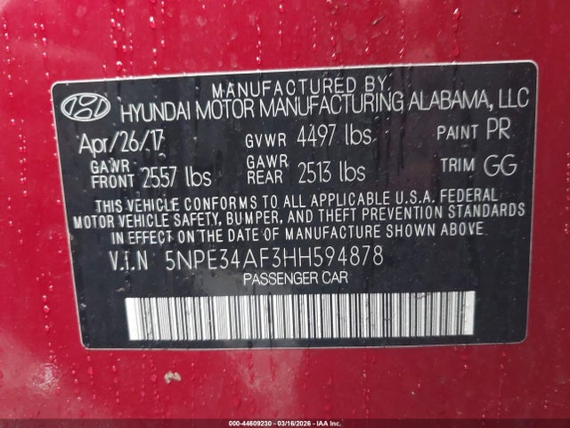 5NPE34AF3HH594878 Hyundai Sonata Sport