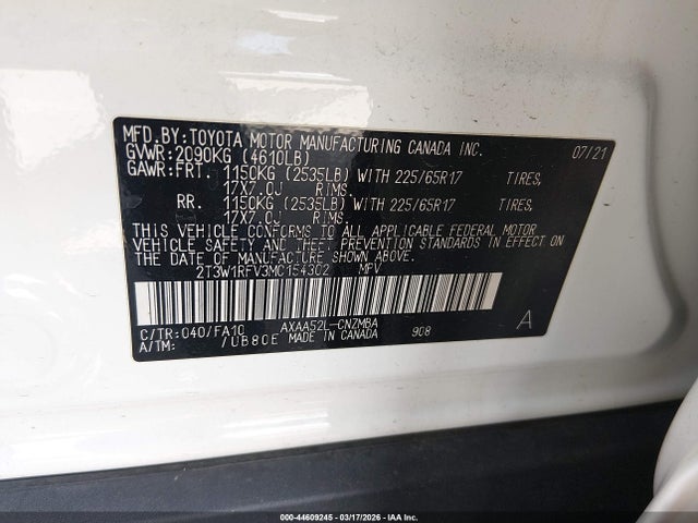 2T3W1RFV3MC154302 Toyota Rav4 Xle