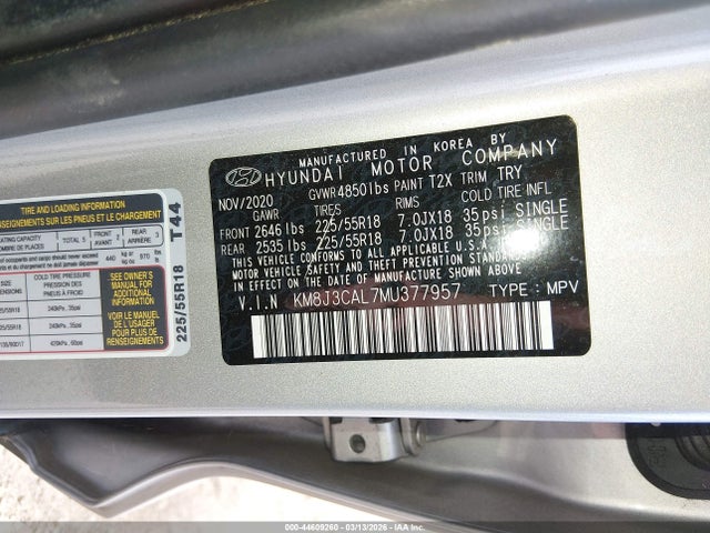 2021 HYUNDAI TUCSON KM8J3CAL7MU377957 Photo 8