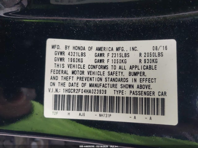 1HGCR2F04HA023939 Honda ACCORD EX