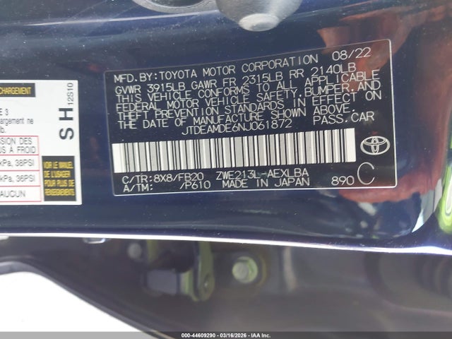 Toyota Corolla Hybrid Le 2022 JTDEAMDE6NJ061872 Image 9