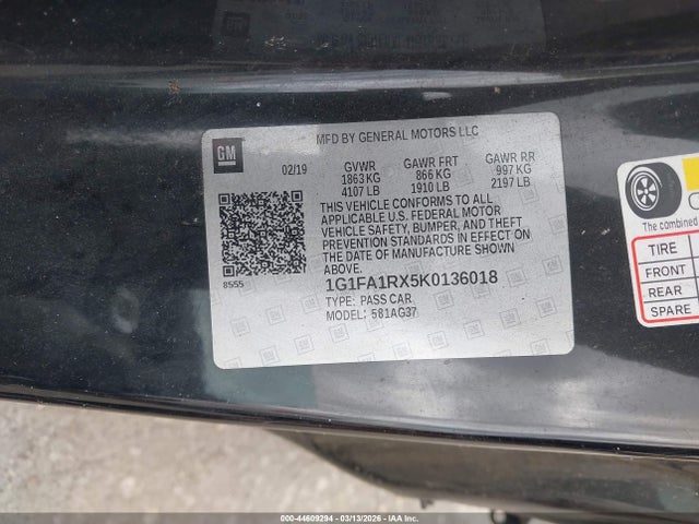 2019 CHEVROLET CAMARO 1G1FA1RX5K0136018 Photo 8