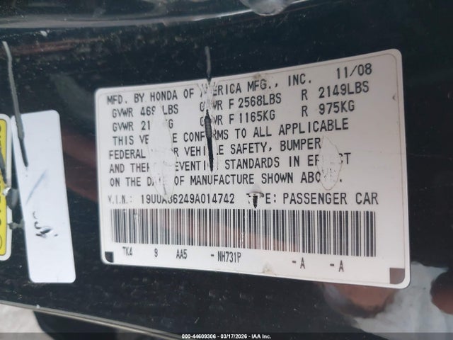 2009 ACURA TL 19UUA86249A014742 Photo 8
