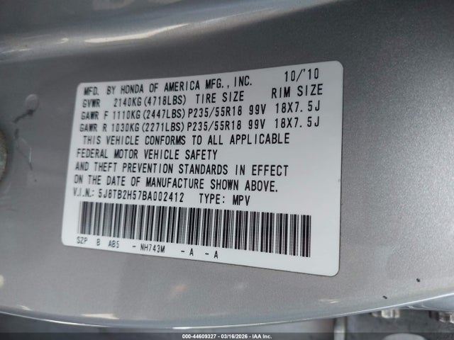 2011 ACURA RDX 5J8TB2H57BA002412 Photo 8