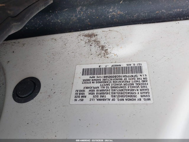 5FNYF6H16GB090588 Honda PILOT LX