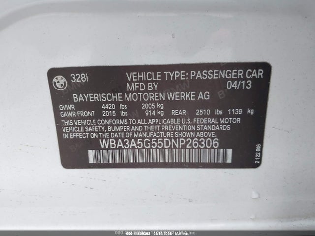 Продаж на аукціоні авто 2013 Bmw 328i, vin: WBA3A5G55DNP26306, номер лоту: 44609393