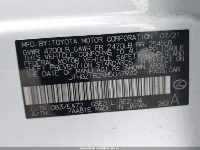 2021 LEXUS IS 350 JTHGZ1B2XM5047942 Photo 8