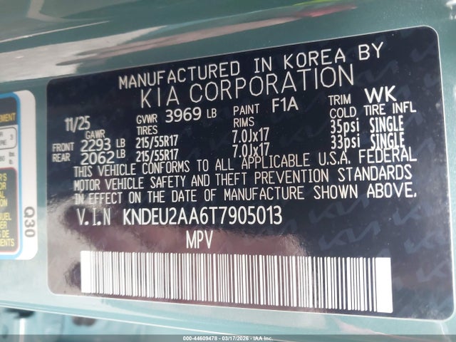 Продаж на аукціоні авто 2026 Kia Seltos S, vin: KNDEU2AA6T7905013, номер лоту: 44609478