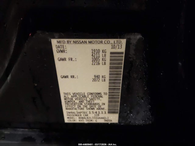 Nissan Altima 2.5 S 2014 1N4AL3AP3EC154111 Image 9