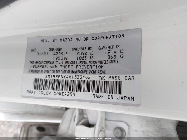 2021 MAZDA MAZDA3 JM1BPBNY4M1333462 Photo 8