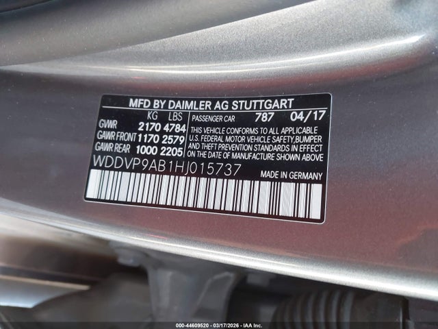 WDDVP9AB1HJ015737 Mercedes-Benz B 250e