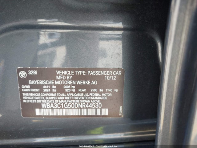 Продаж на аукціоні авто 2013 Bmw 328i, vin: WBA3C1G50DNR44530, номер лоту: 44609540
