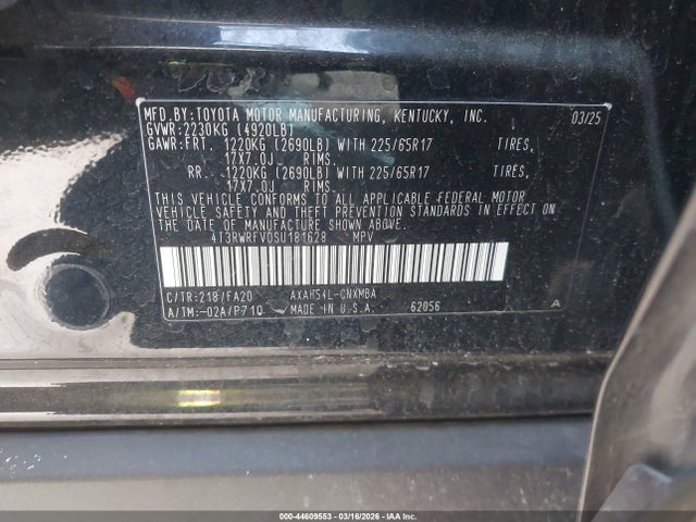 4T3RWRFV0SU181628 Toyota Rav4 Hybrid Xle