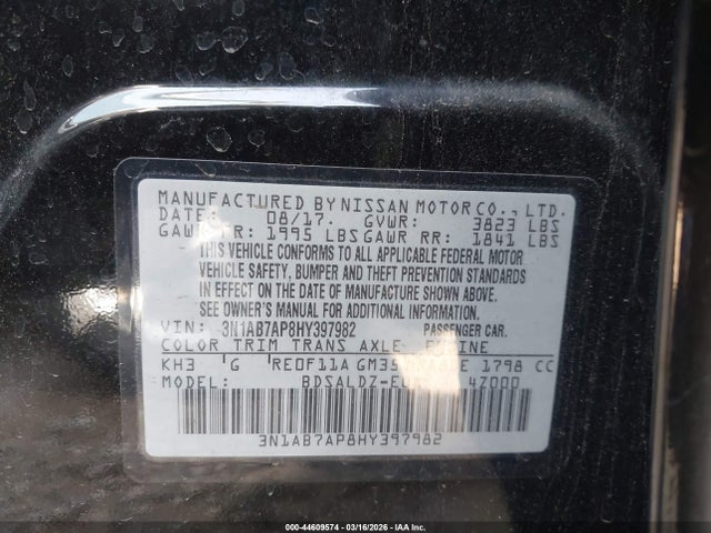 3N1AB7AP8HY397982 Nissan SENTRA SV