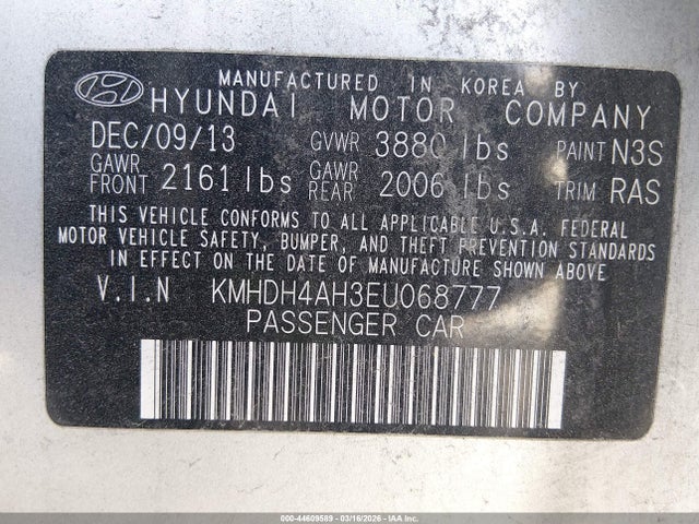 KMHDH4AH3EU068777 Hyundai Elantra Sport