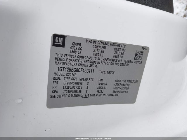 Продажа на аукционе авто 2012 Gmc Sierra 2500hd Denali, vin: 1GT125EG8CF150411, номер лота: 44609602