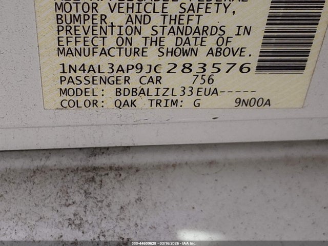 1N4AL3AP9JC283576 Nissan Altima 2.5 Sv