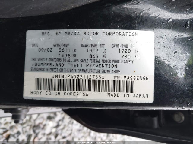 Продажа на аукционе авто 2003 Mazda Protege5, vin: JM1BJ245231127550, номер лота: 44609673