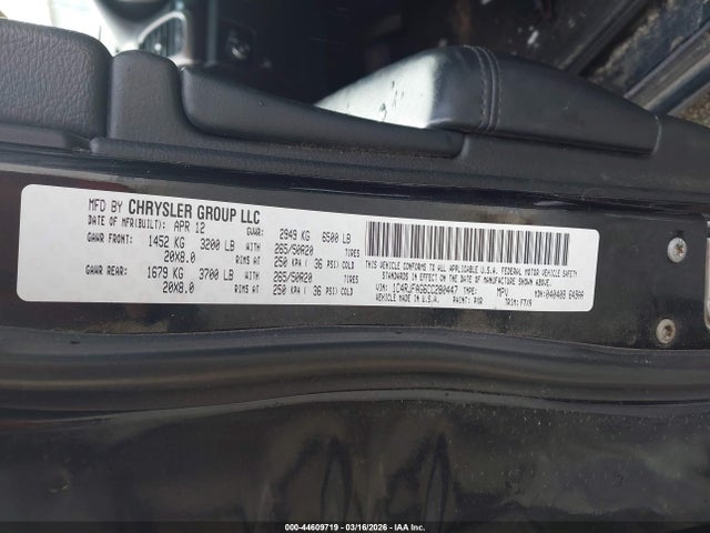 44609719 :رقم المزاد ، 1C4RJFAG6CC280447 vin ، 2012 Jeep Grand Cherokee Laredo مزاد بيع
