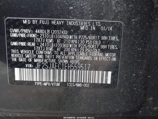JF2SJAEC1EH559517 Subaru Forester 2.5i Premium