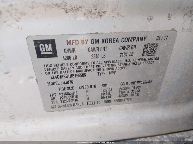 44609783 :رقم المزاد ، KL4CJASB1HB196586 vin ، 2017 Buick Encore Preferred مزاد بيع