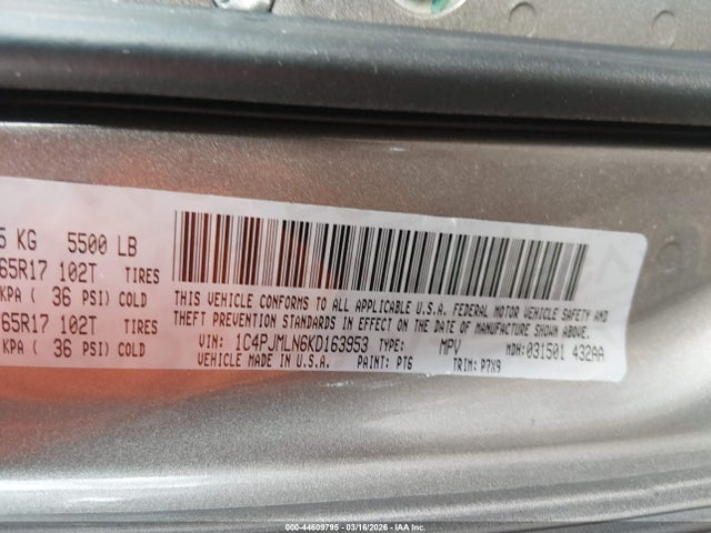44609795 :رقم المزاد ، 1C4PJMLN6KD163953 vin ، 2019 Jeep Cherokee Latitude Plus 4x4 مزاد بيع