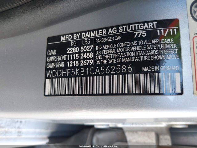 Продаж на аукціоні авто 2012 Mercedes-benz E 350, vin: WDDHF5KB1CA562586, номер лоту: 44609814