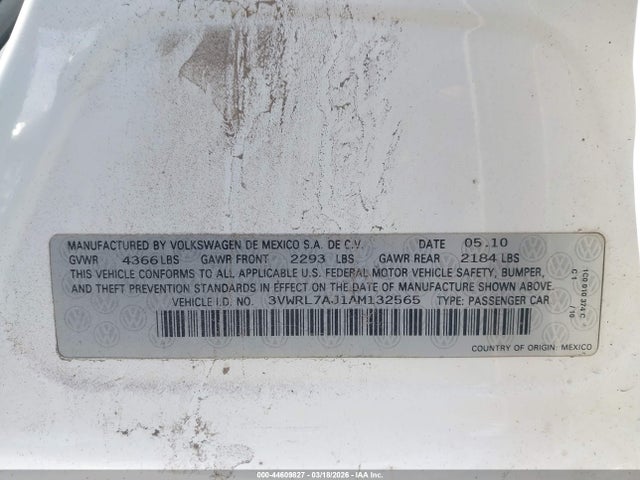 Продажа на аукционе авто 2010 Volkswagen Jetta Tdi, vin: 3VWRL7AJ1AM132565, номер лота: 44609827