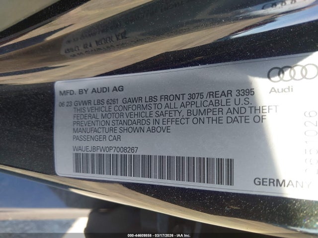 Aukcja sprzedaży 2023 Audi E-tron Gt Prestige Quattro, vin: WAUEJBFW0P7008267, numer aukcji: 44609858
