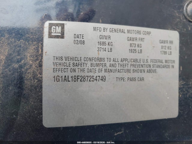 2008 CHEVROLET COBALT 1G1AL18F287254749 Photo 8