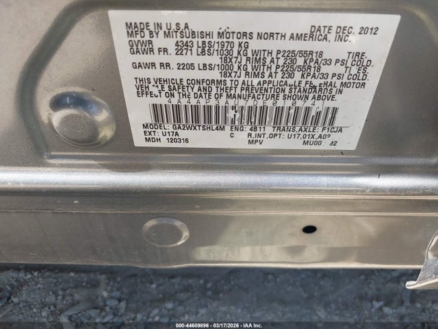 Продаж на аукціоні авто 2013 Mitsubishi Outlander Sport Es, vin: 4A4AP3AU7DE010741, номер лоту: 44609896