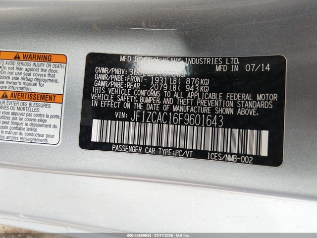 2015 SUBARU BRZ JF1ZCAC16F9601643 Photo 8
